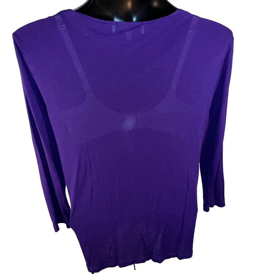Jones NY Sport - Blouse Women's XL Jersey V-Neck Cascade Front 3/4 Sleeve - Picture 10 of 16